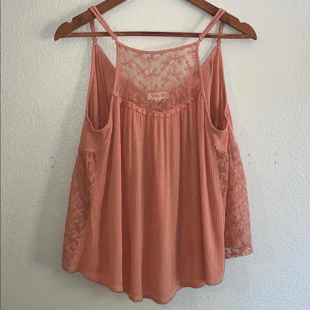 Taylor & Sage Coral Lace Cami Top